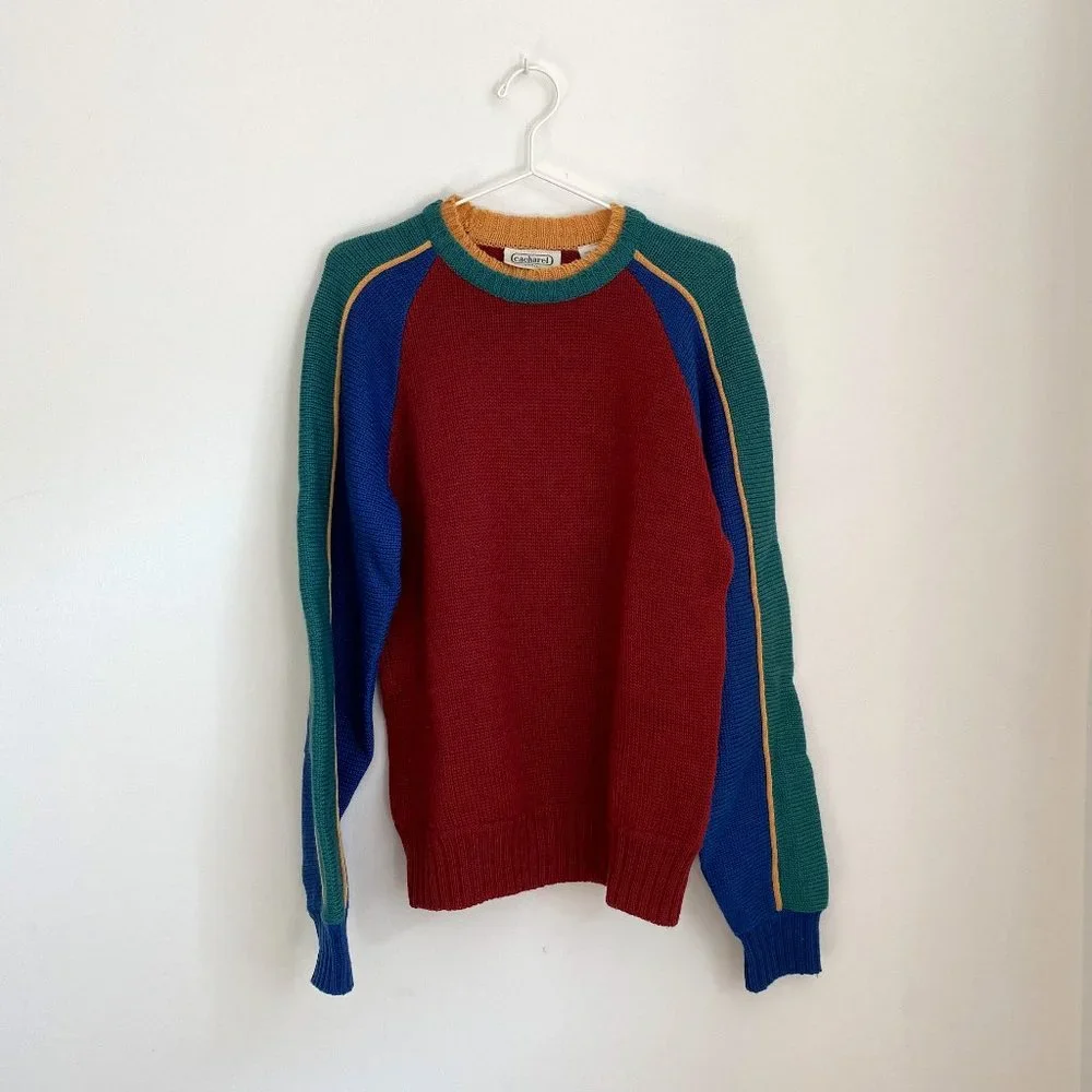 Cacharel Vintage Color Block Wool Sweater - Picture 1 of 6